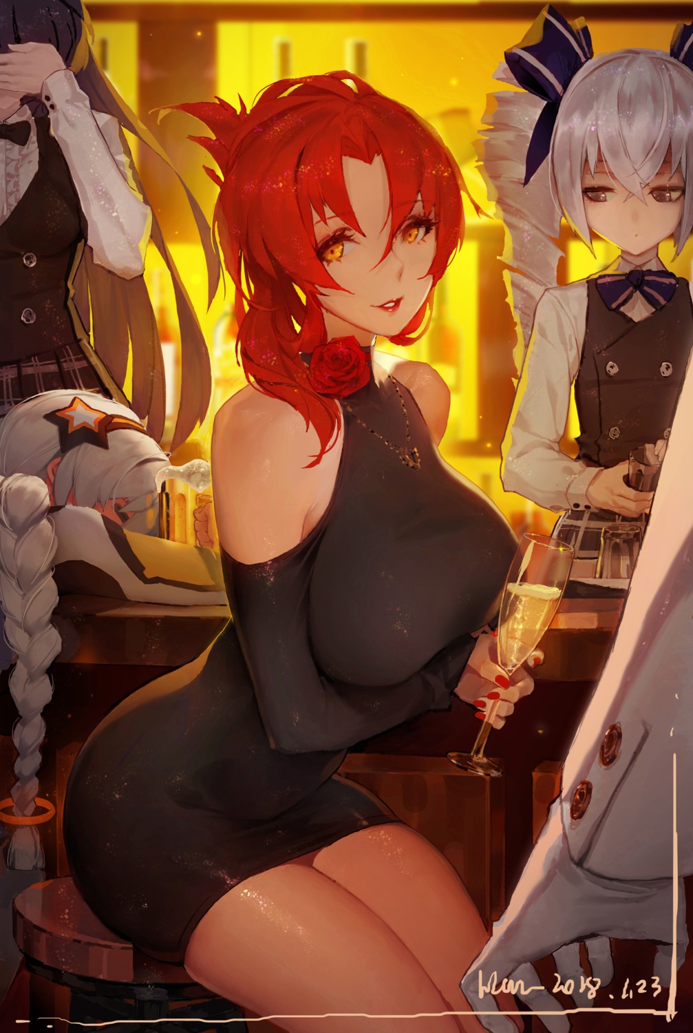 benghuai_xueyuan, breast_hold, bronya_zaychik, dress, han-0v0, honkai_impact, kiana_kaslana, murata_himeko
