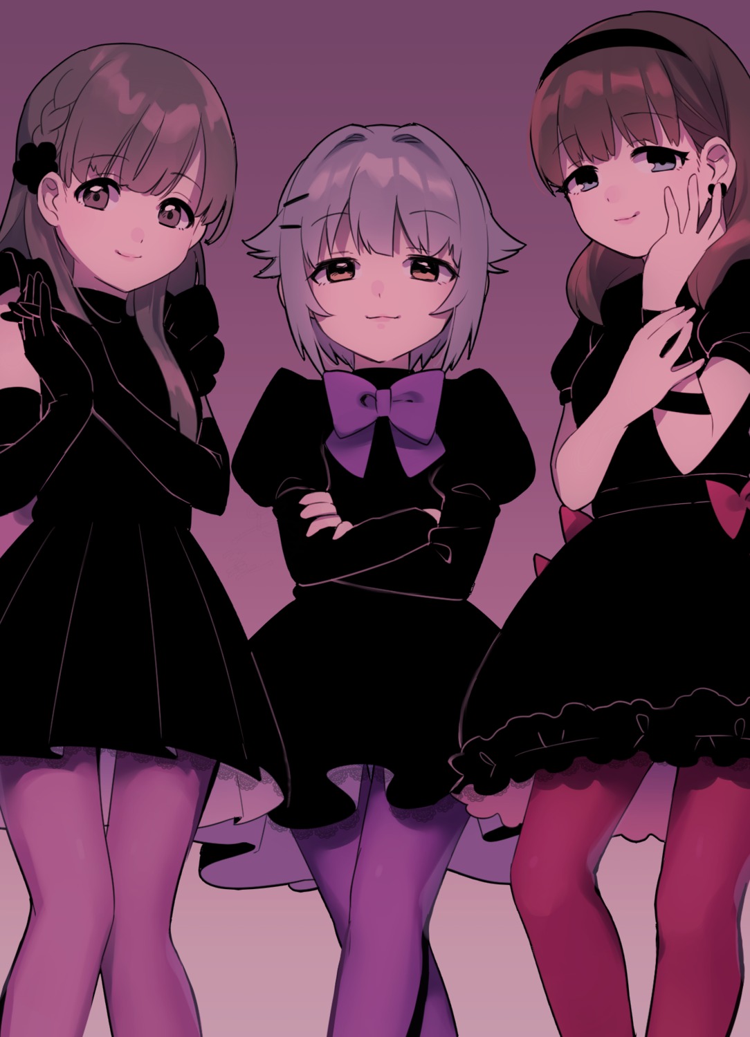 dress, kobayakawa_sae, koshimizu_sachiko, pantyhose, sakuma_mayu, the_idolm@ster, the_idolm@ster_cinderella_girls, uso_(ameuzaki)