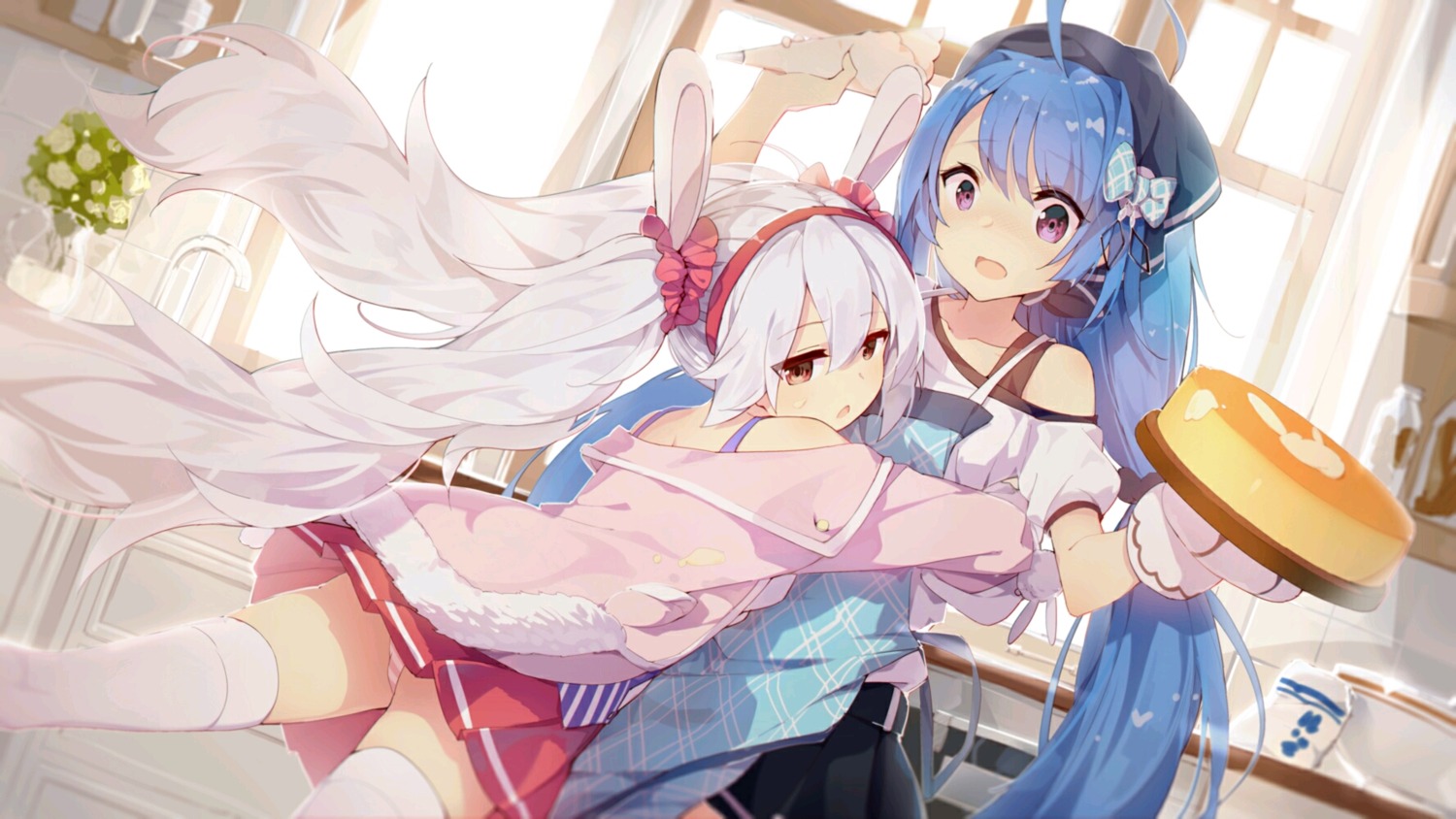 animal_ears, azur_lane, bunny_ears, helena_(azur_lane), laffey_(azur_lane), lf, pantsu, possible_duplicate, shimapan, thighhighs