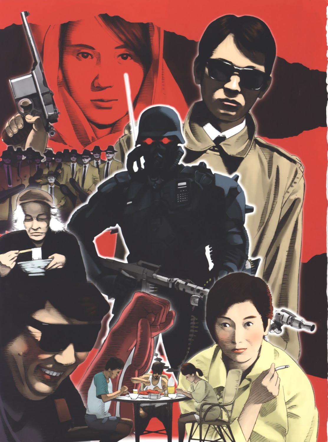gun, jin-roh, megane, nishio_tetsuya, pantyhose, smoking