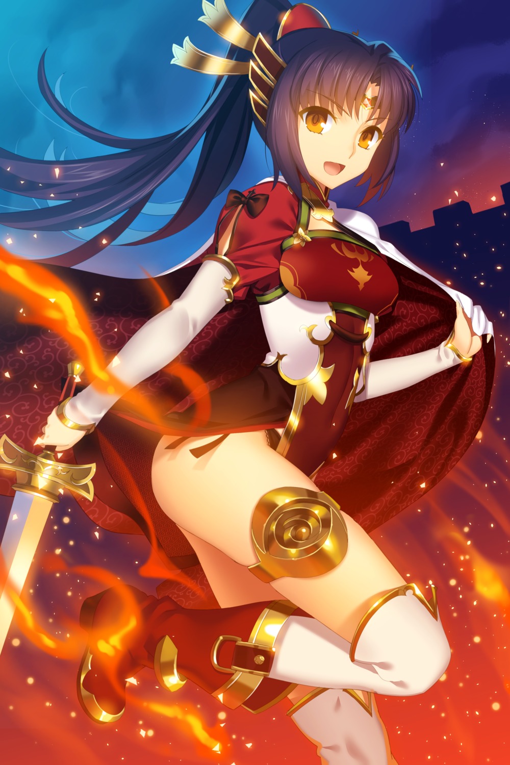 heels, pantsu, romance_sangoku, string_panties, sword, thighhighs, tojoy_game, yangsion