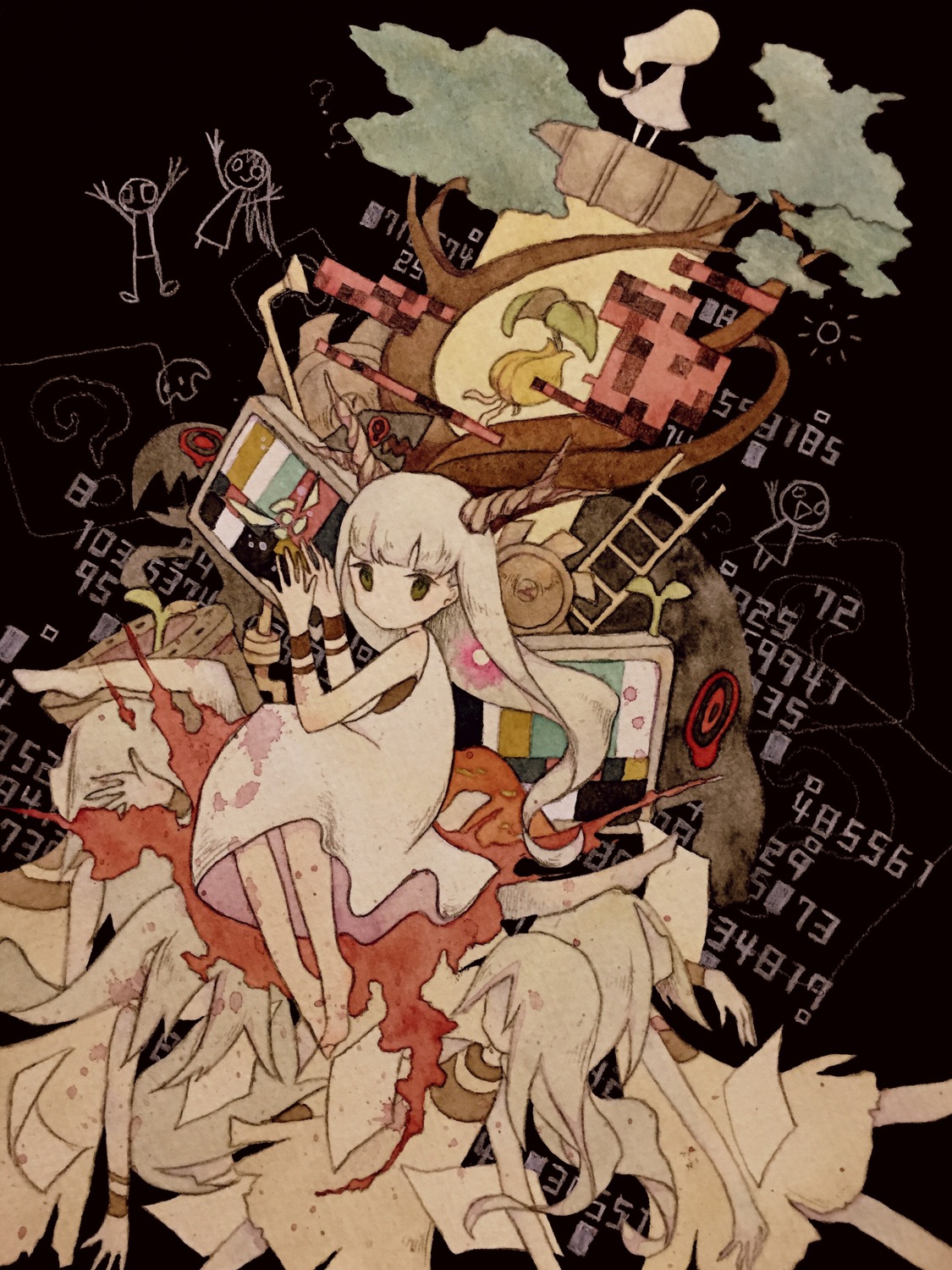 dress, gii_(artist), horns, hotaru_no_nikki, mion_(hotaru_no_nikki)