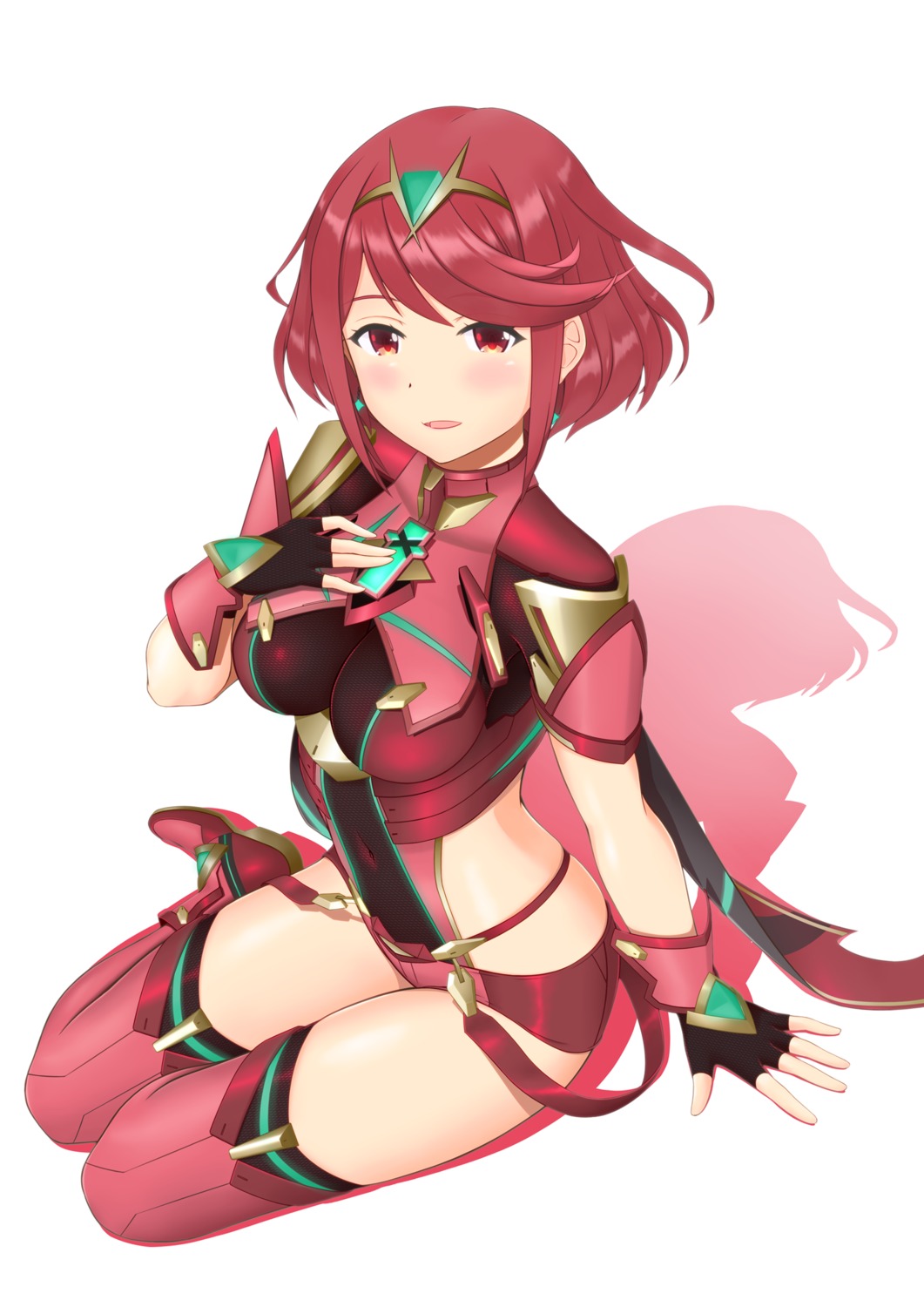 bodysuit, homura_(xenoblade_2), rojiko, thighhighs, xenoblade_(series), xenoblade_2
