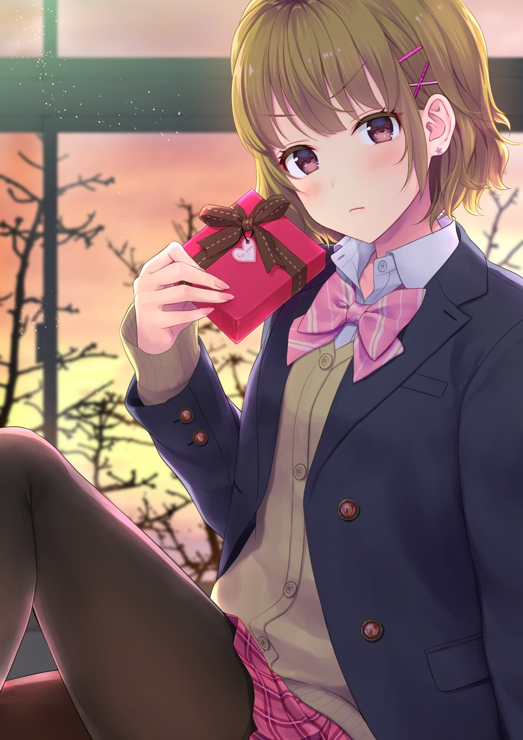 daidai_jamu, pantyhose, seifuku, sweater, valentine
