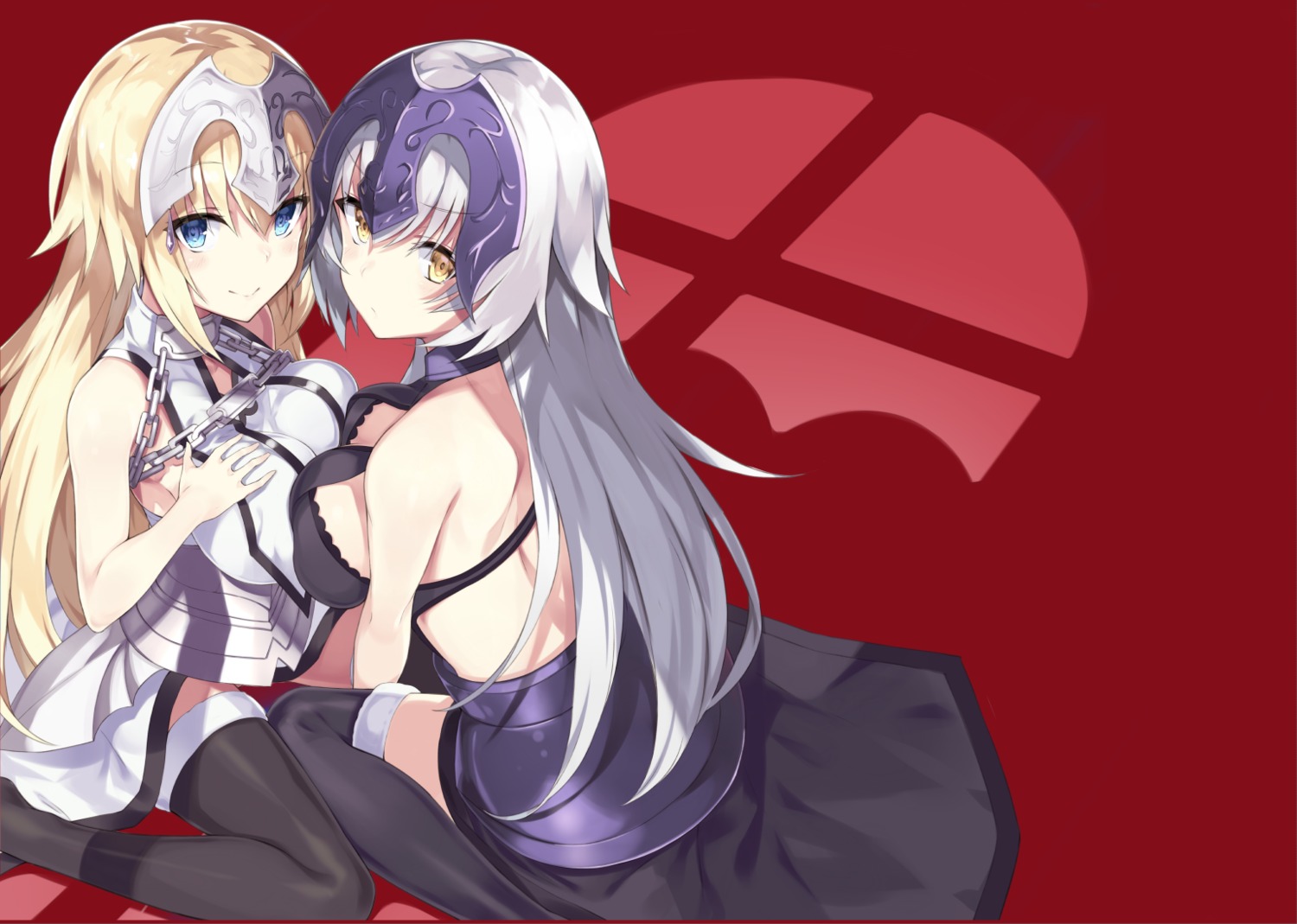 armor, breast_hold, fate/grand_order, jeanne_d'arc, jeanne_d'arc_(fate), jeanne_d'arc_alter_(fate), mafu9, symmetrical_docking