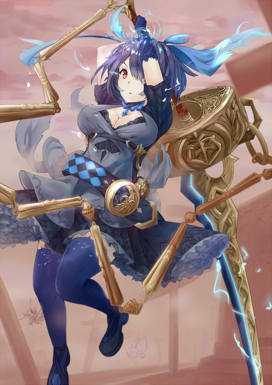 alice_(sinoalice), cleavage, dress, faicha, sinoalice, sword, thighhighs, weapon