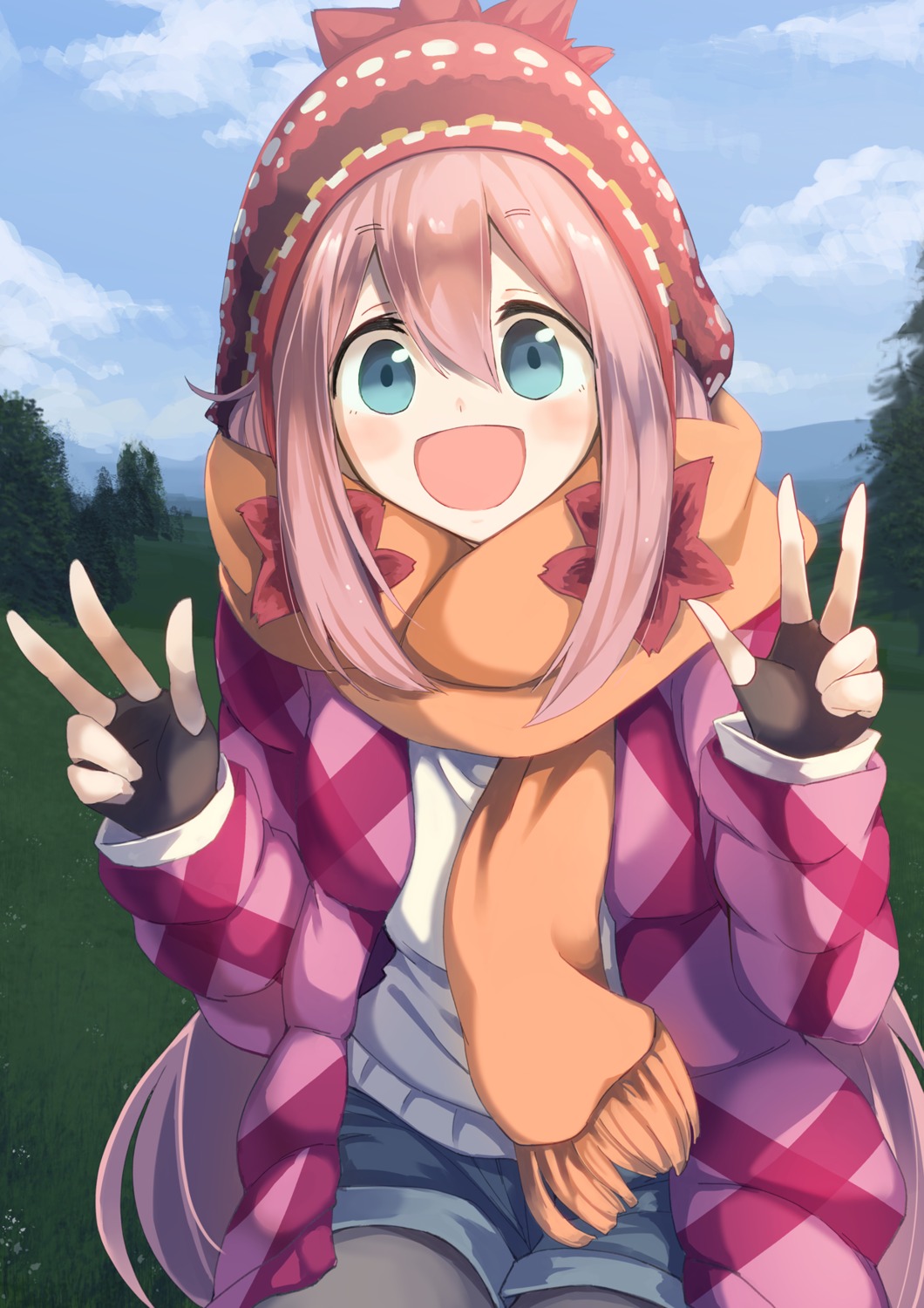 kagamihara_nadeshiko, konkito, pantyhose, yurucamp