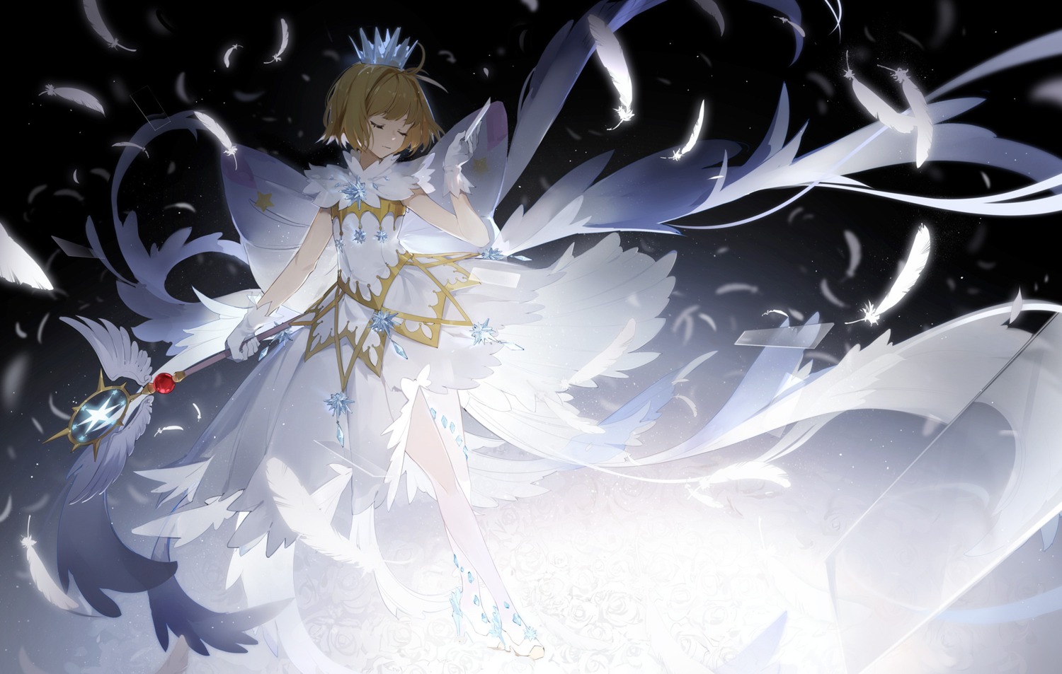 card_captor_sakura, dress, heels, kinomoto_sakura, nine_(liuyuhao1992), weapon