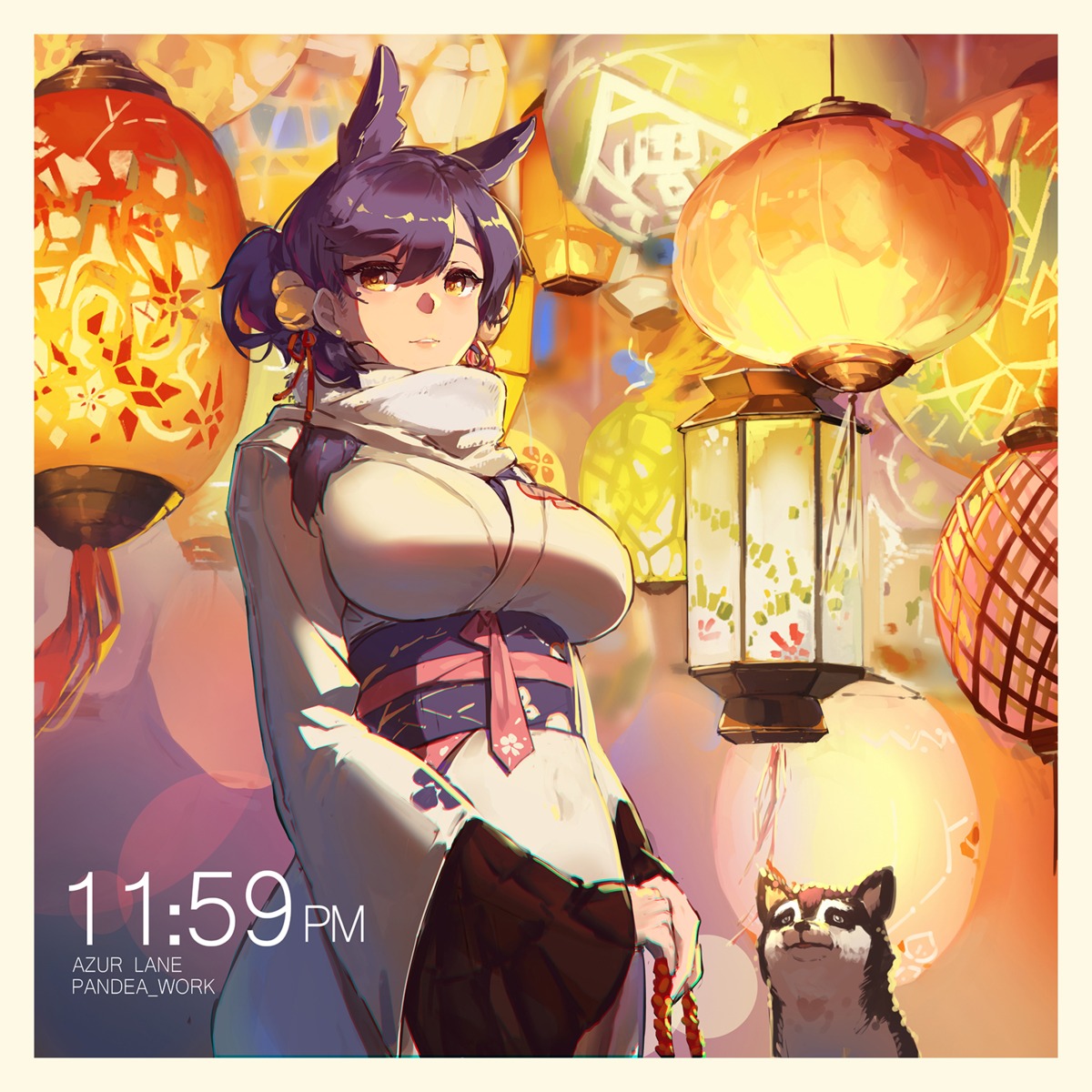 animal_ears, atago_(azur_lane), azur_lane, kimono, pandea_work