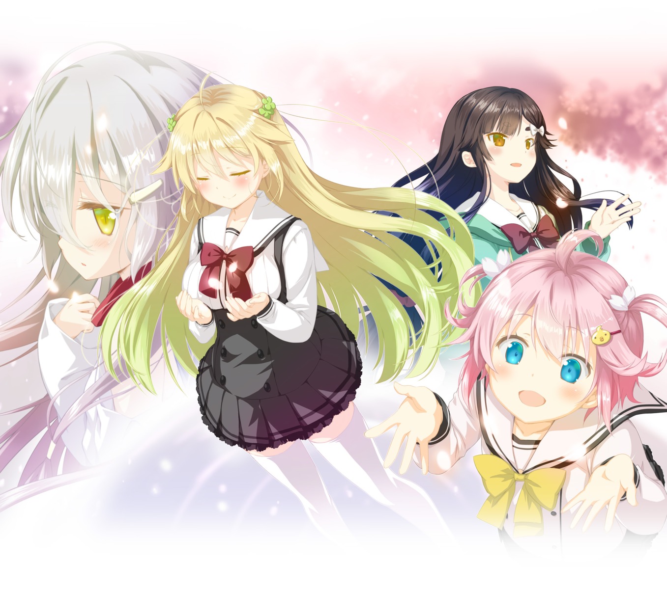 andou_chiwa, favorite, hiiragi_haru, kuro_(sakura_moyu.), natsume_eri, sakura_moyu._-as_the_night's_reincarnation-, seifuku, shida_kazuhiro, sweater, thighhighs, yorutsuki_hiori