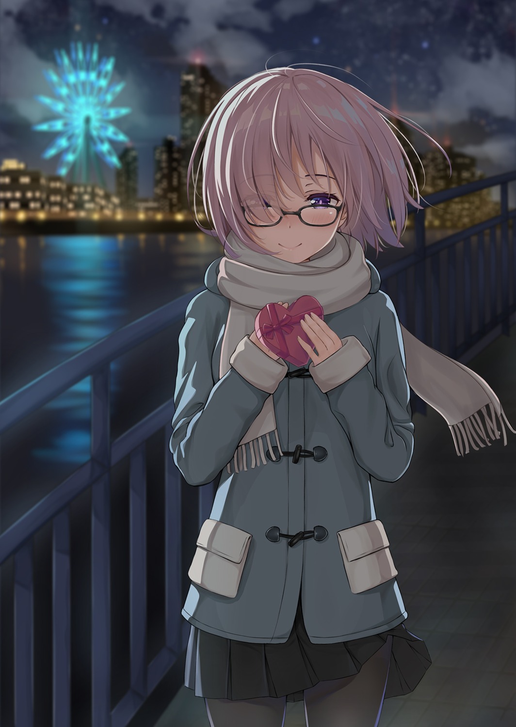 fate/grand_order, ikkyuutensaii, mash_kyrielight, megane, pantyhose, valentine