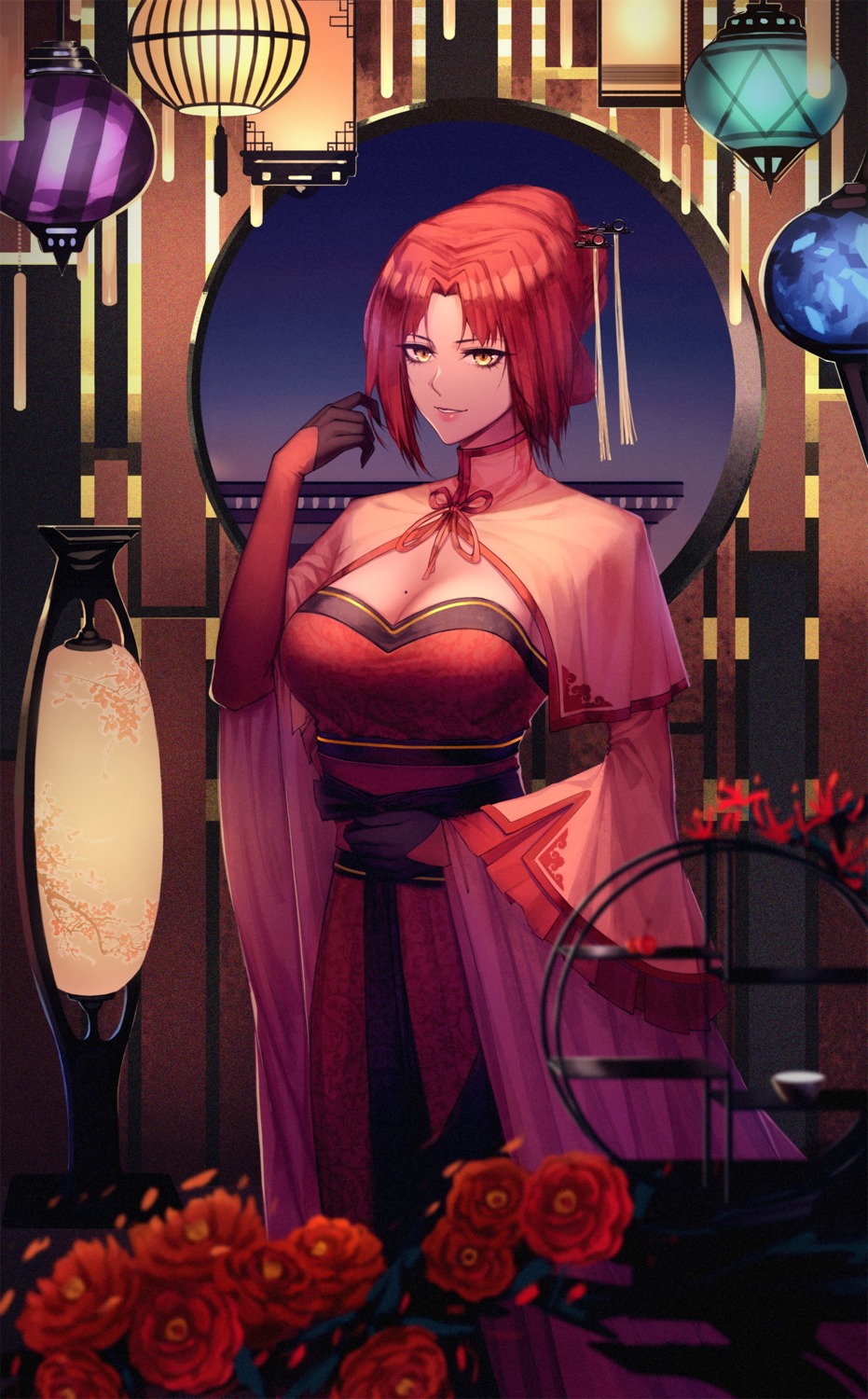 asian_clothes, benghuai_xueyuan, cleavage, honkai_impact, murata_himeko, red-d