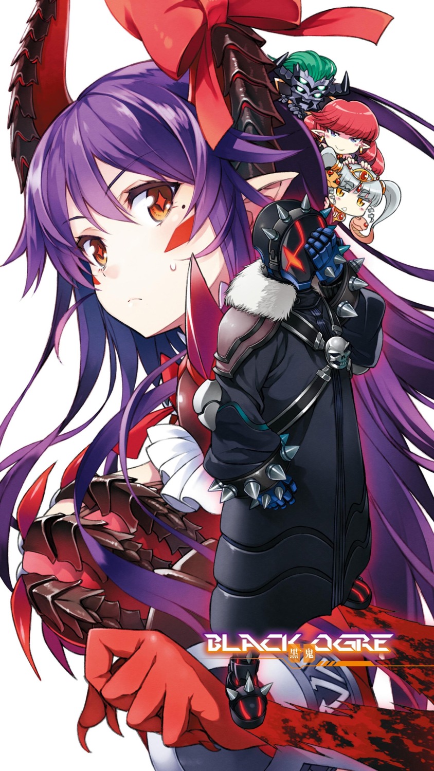 armor, chibi, demonlord_newbie_vrmmo_sekai_no_seisanshoku_maou, horns, itou_souichi, pointy_ears