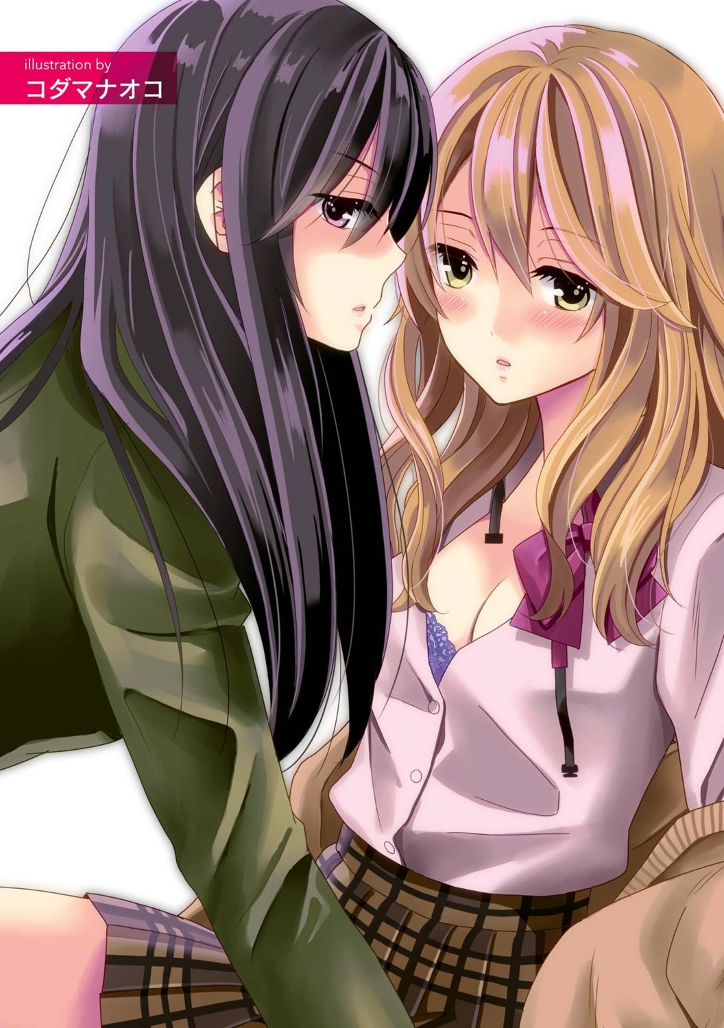 aihara_mei, aihara_yuzu_(citrus), citrus_(manga), cleavage, kodama_naoko, open_shirt, seifuku, sweater