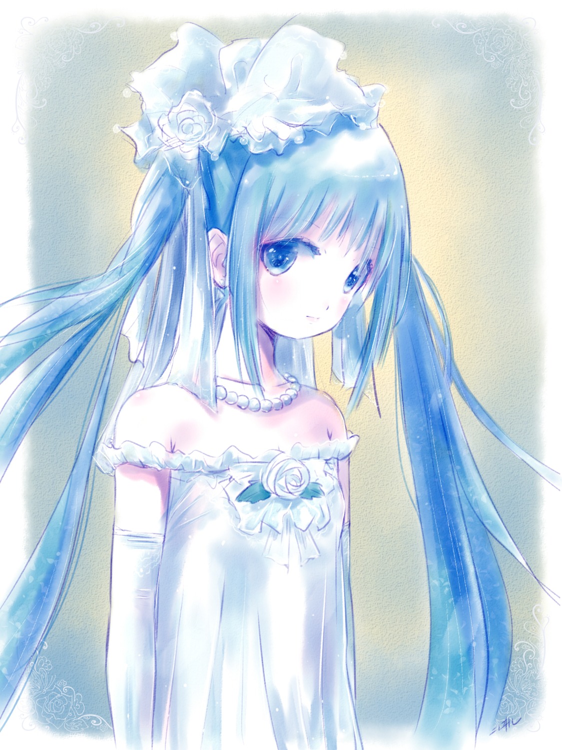 dress, hatsune_miku, kowiru, vocaloid, wedding_dress