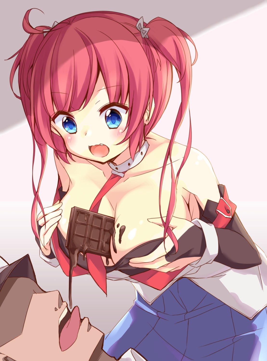 azur_lane, breast_hold, cleavage, cream, san_diego_(azur_lane), yukimi_ai_risu