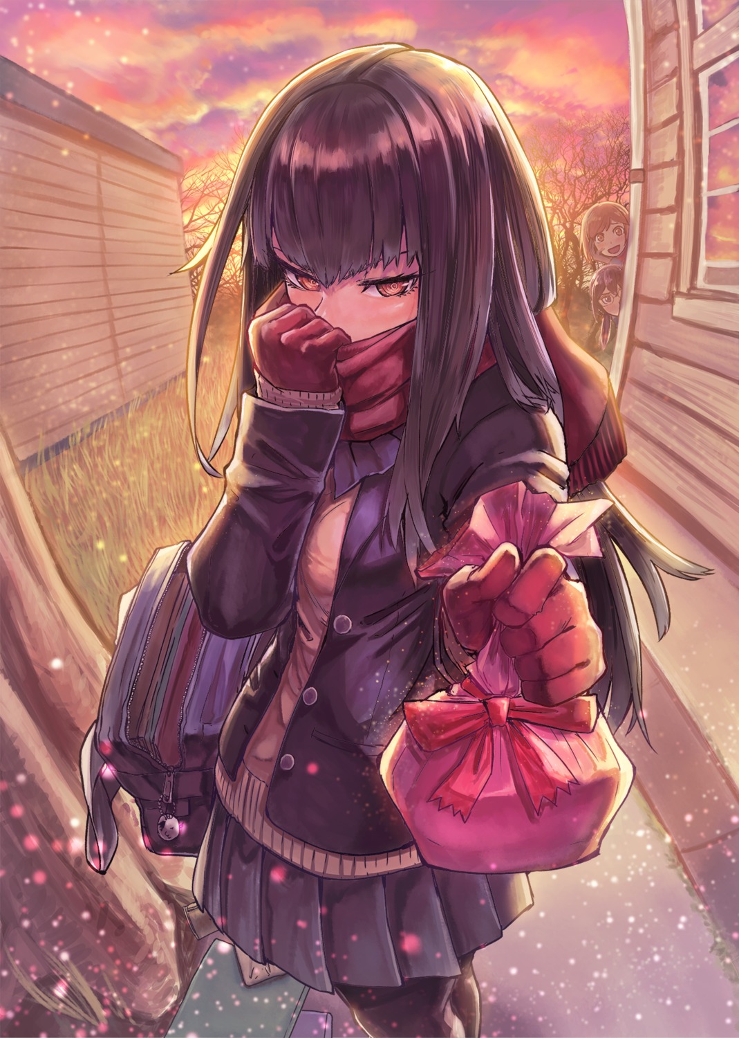 kuroi_susumu, megane, pantyhose, seifuku, sweater, valentine
