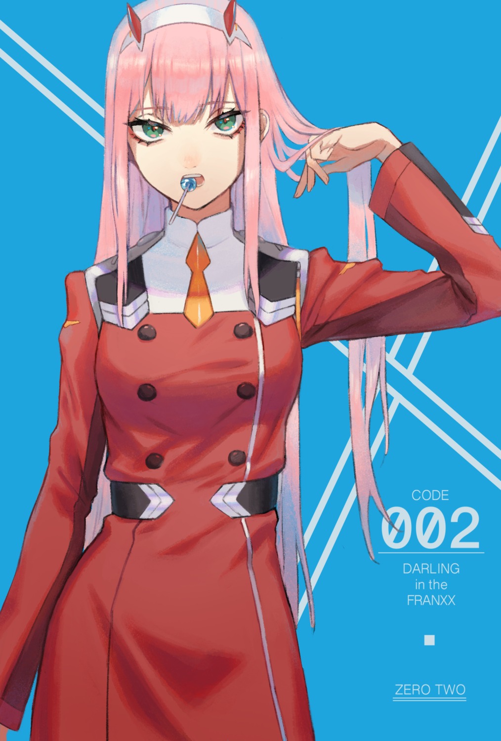 darling_in_the_franxx, horns, u_suke, uniform, zero_two_(darling_in_the_franxx)