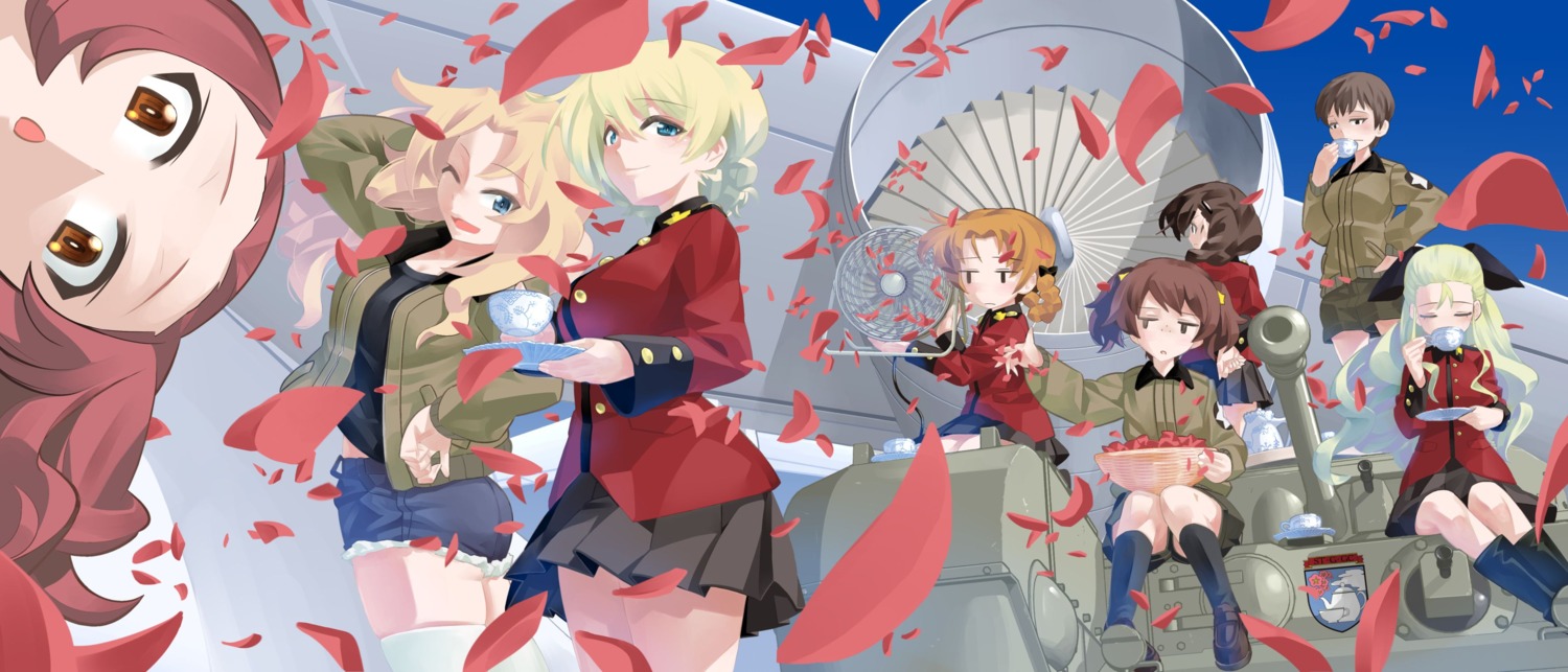 alisa_(girls_und_panzer), assam, darjeeling, girls_und_panzer, inou_takashi, kay_(girls_und_panzer), naomi_(girls_und_panzer), orange_pekoe