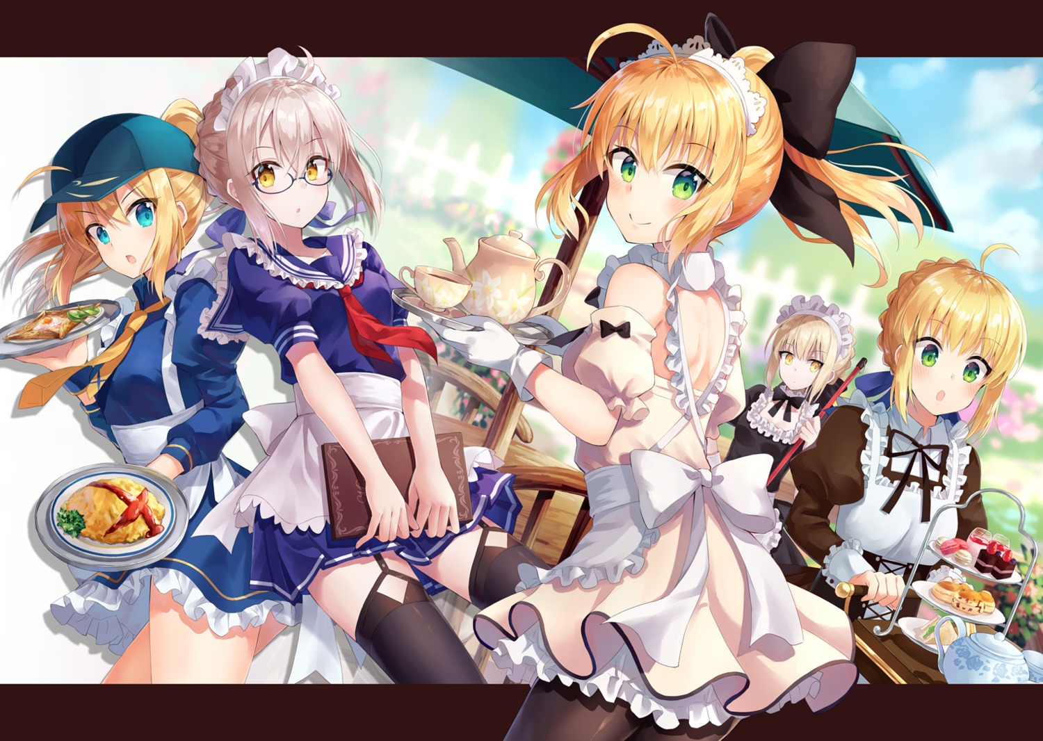 artoria_pendragon_(fate), artoria_pendragon_alter_(fate), fate/grand_order, fate/stay_night, heroine_x, heroine_x_alter, maid, megane
