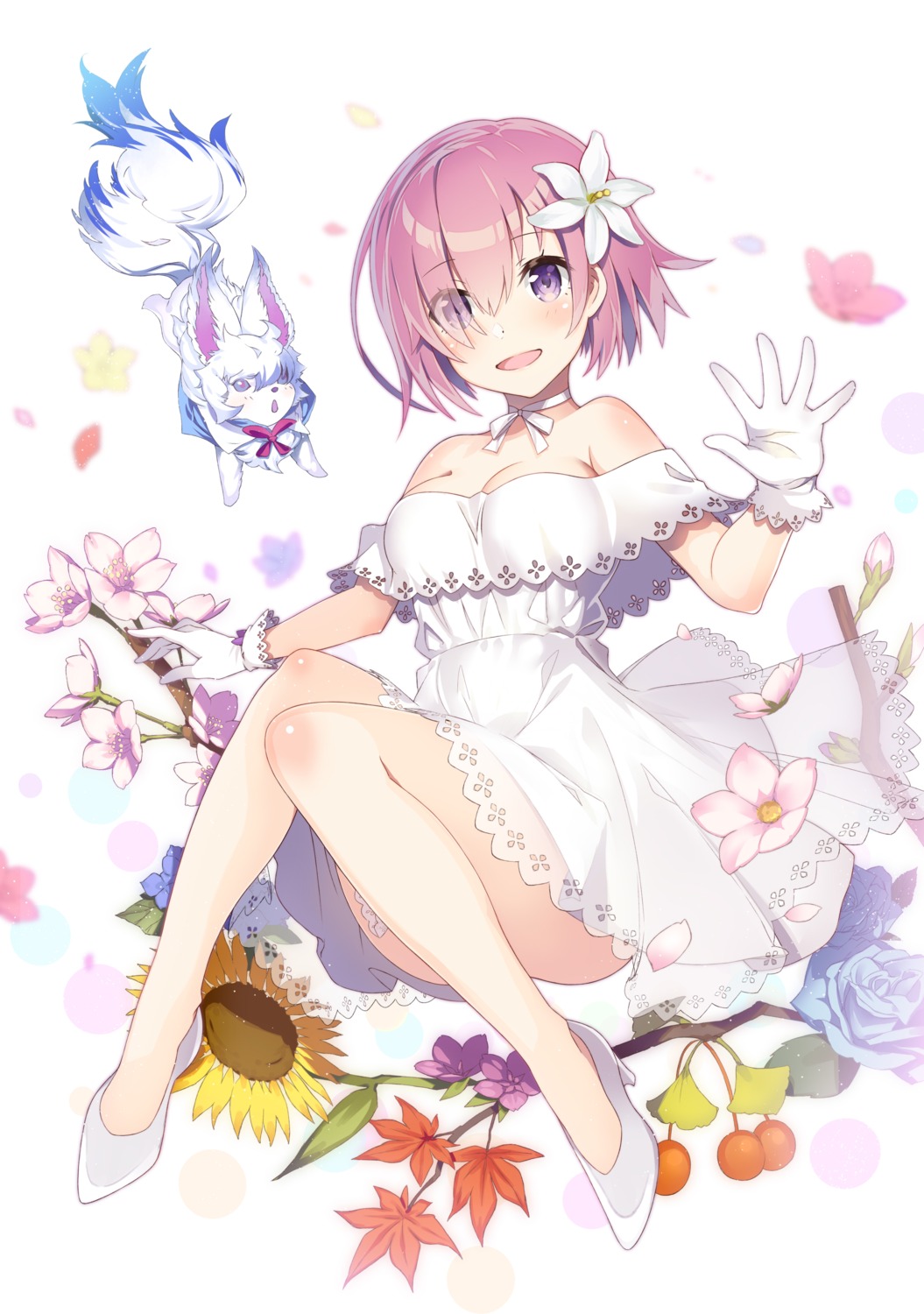 cath_palug_(fate), cleavage, dress, fate/grand_order, heels, mamehamu, mash_kyrielight, megane