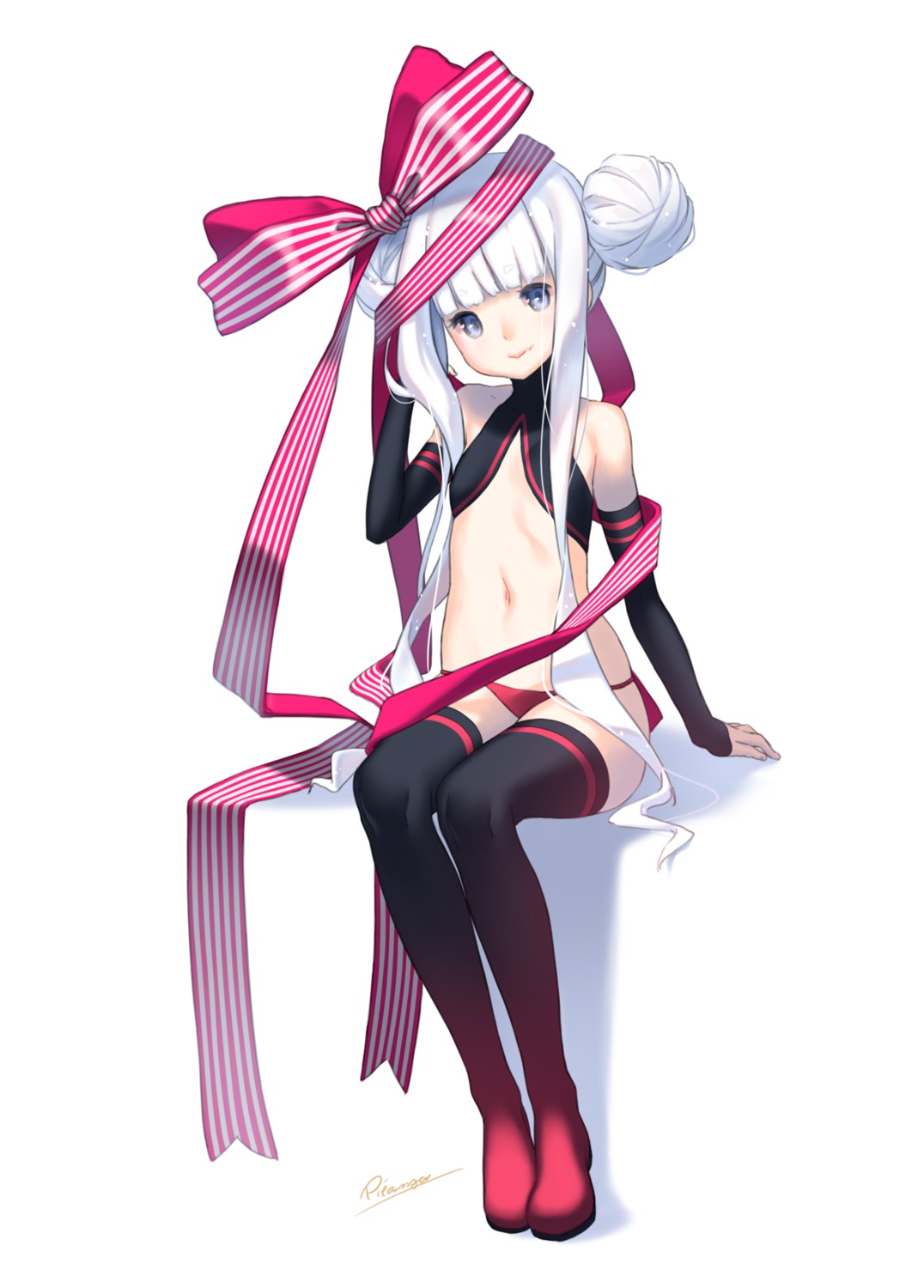 nana_mikoto, no_bra, pantsu, thighhighs