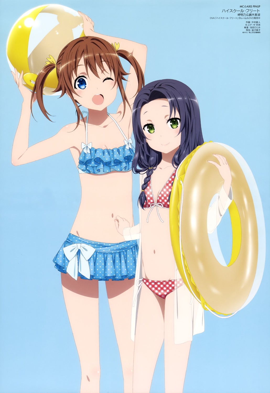 bikini, cleavage, high_school_fleet, kaburagi_minami, misaki_akeno, nakamura_naoto, open_shirt, see_through