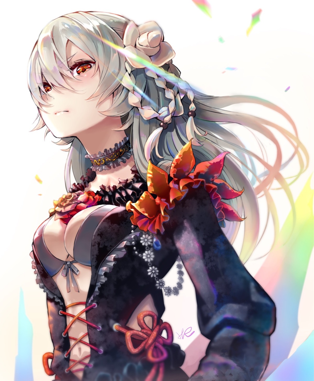 bra, cleavage, hoshizaki_reita, open_shirt