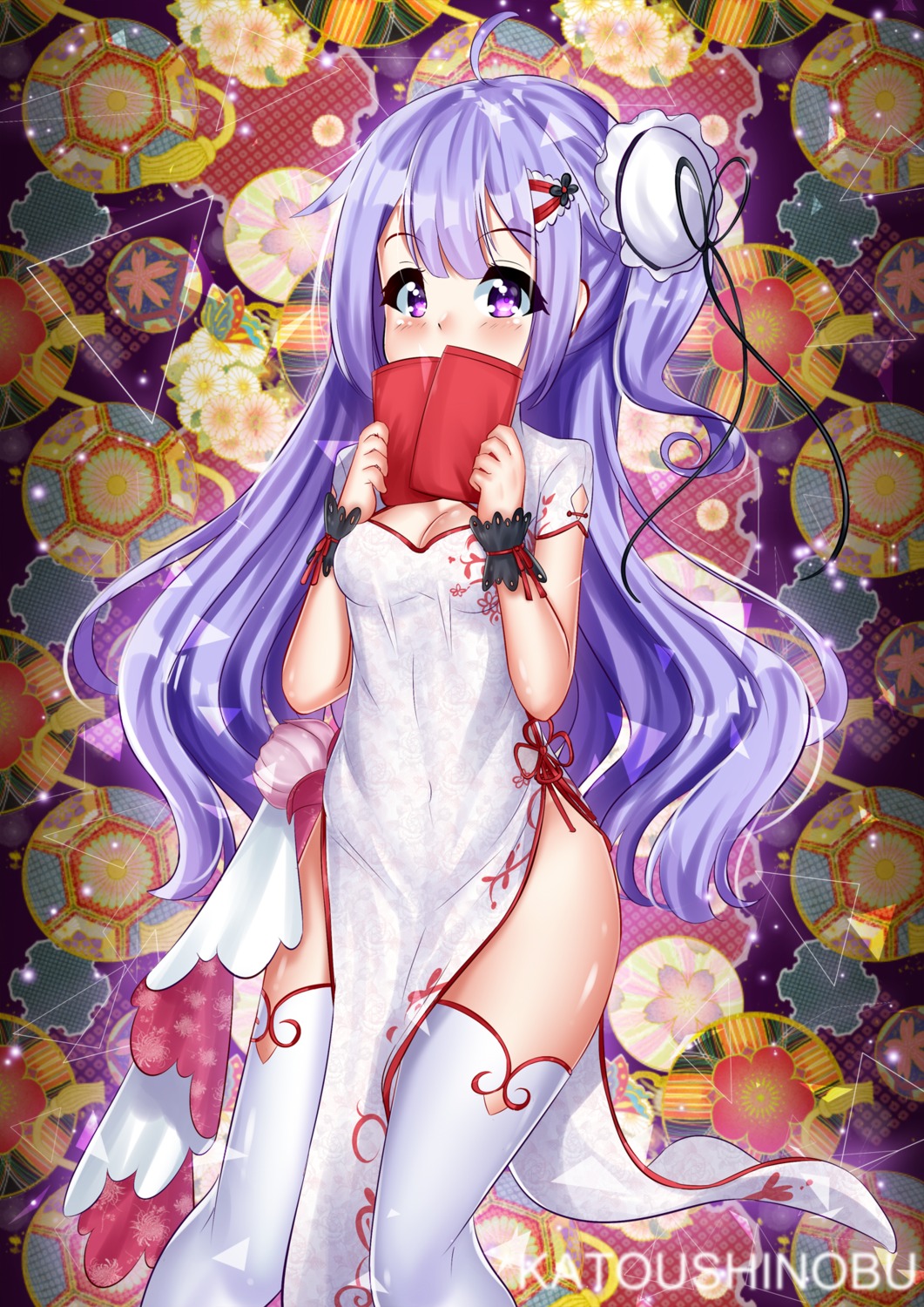 azur_lane, chinadress, cleavage, katou_shinobu, thighhighs, unicorn_(azur_lane)