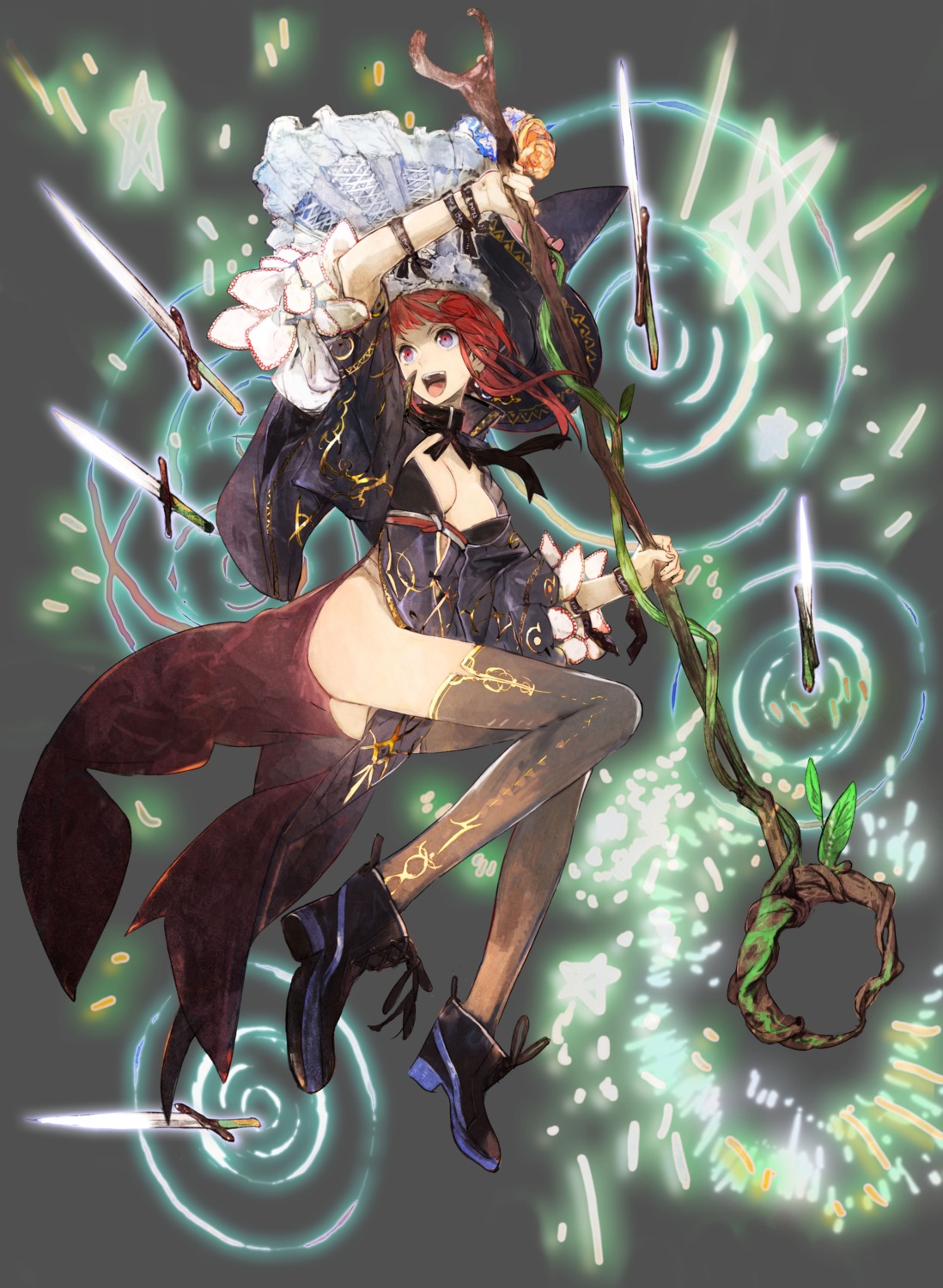 ass, heels, no_bra, thighhighs, toi8, weapon, witch