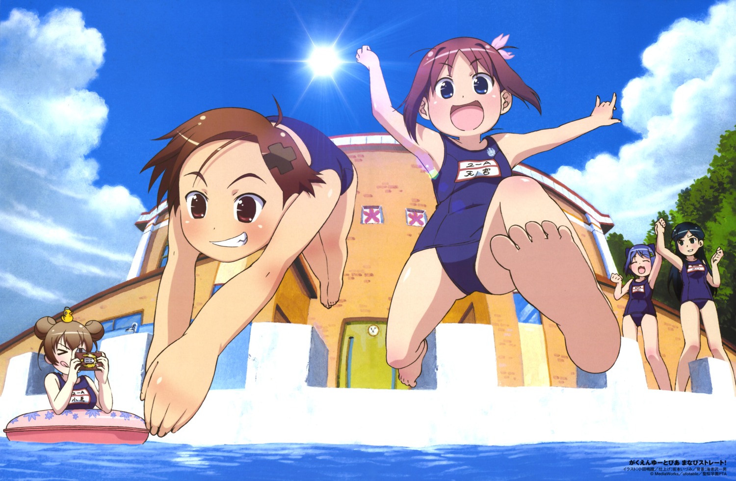 amamiya_manami, etoh_mei, gakuen_utopia_manabi_straight, inamori_mika, odashima_hitomi, odori_momoha, school_swimsuit, swimsuits