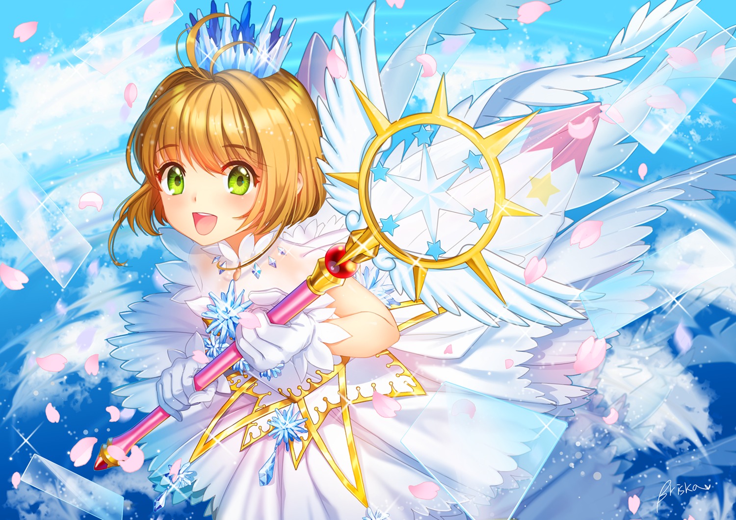 briska, card_captor_sakura, dress, kinomoto_sakura, weapon