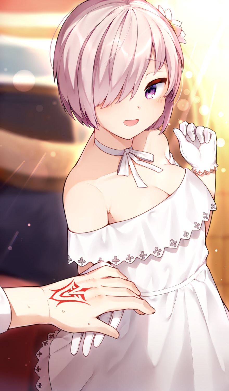 0ye, cleavage, dress, fate/grand_order, mash_kyrielight, tattoo