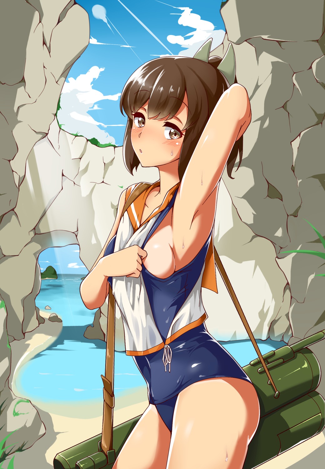 aoi_renji, i-401_(kancolle), kantai_collection, school_swimsuit, seifuku, swimsuits