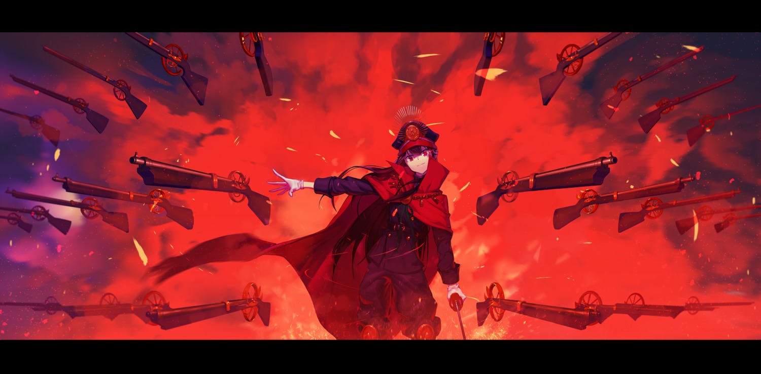 fate/grand_order, frank_lee_(dfgh132), gun, oda_nobunaga_(fate), sword, uniform