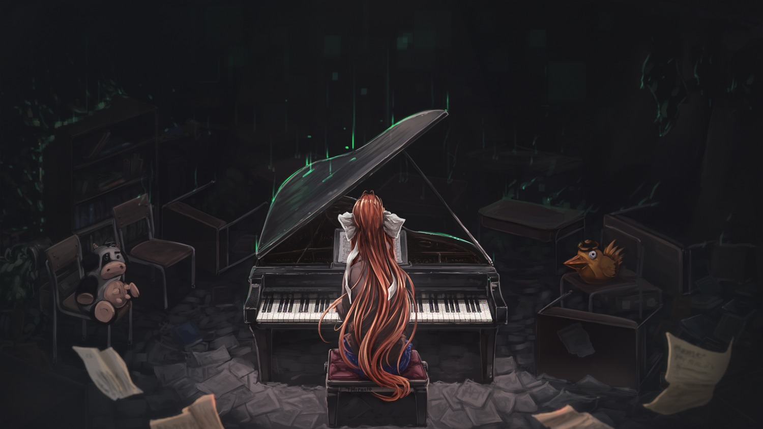 doki_doki_literature_club!, monika_(doki_doki_literature_club!), seifuku, tmiracle, wallpaper