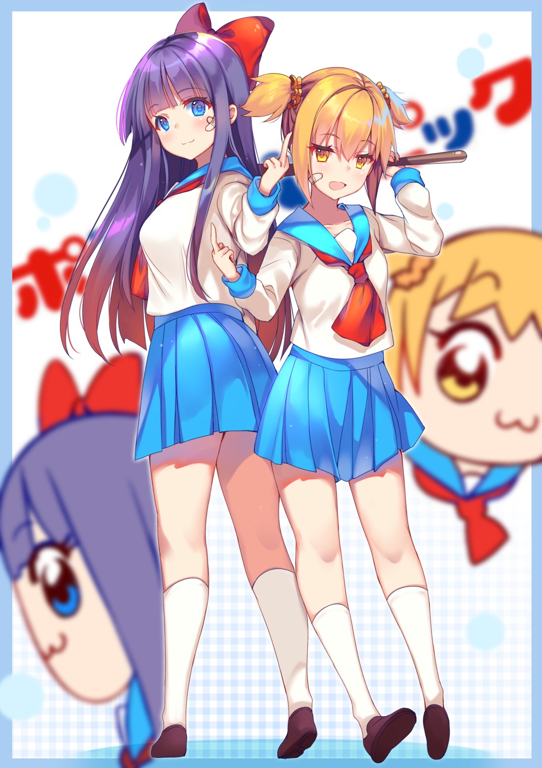 bandaid, hecha, pipimi, pop_team_epic, popuko, seifuku