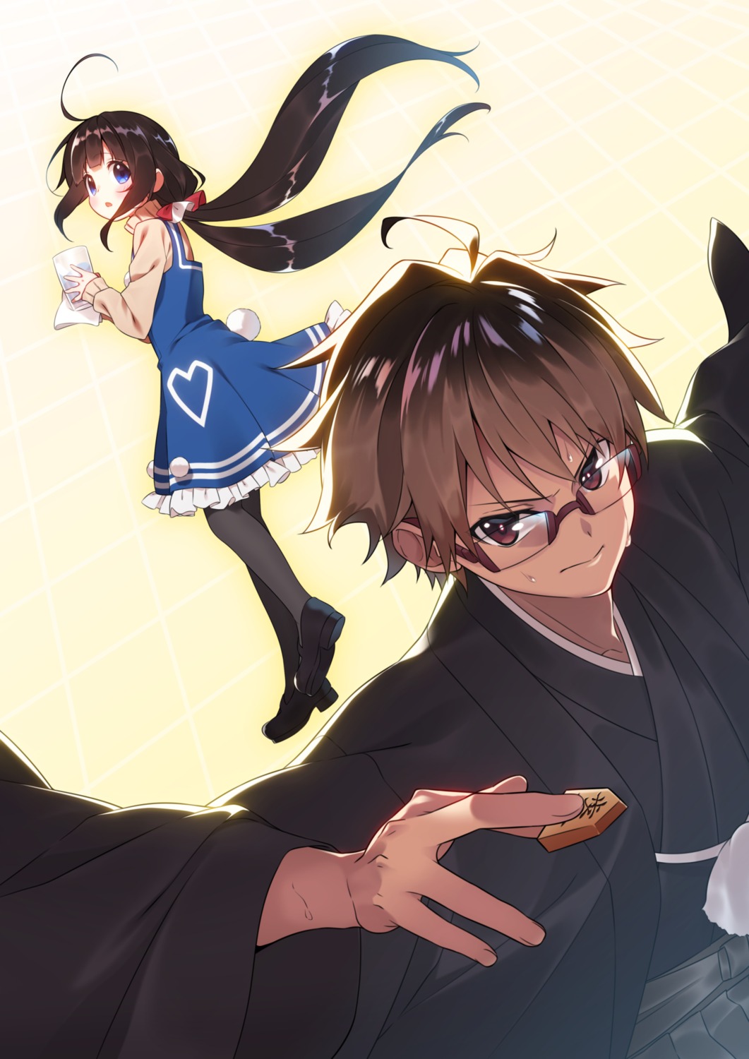 dress, hinatsuru_ai, japanese_clothes, kuzuryuu_yaichi, megane, mido_(mimizuku-hukuro), pantyhose, ryuuou_no_oshigoto!