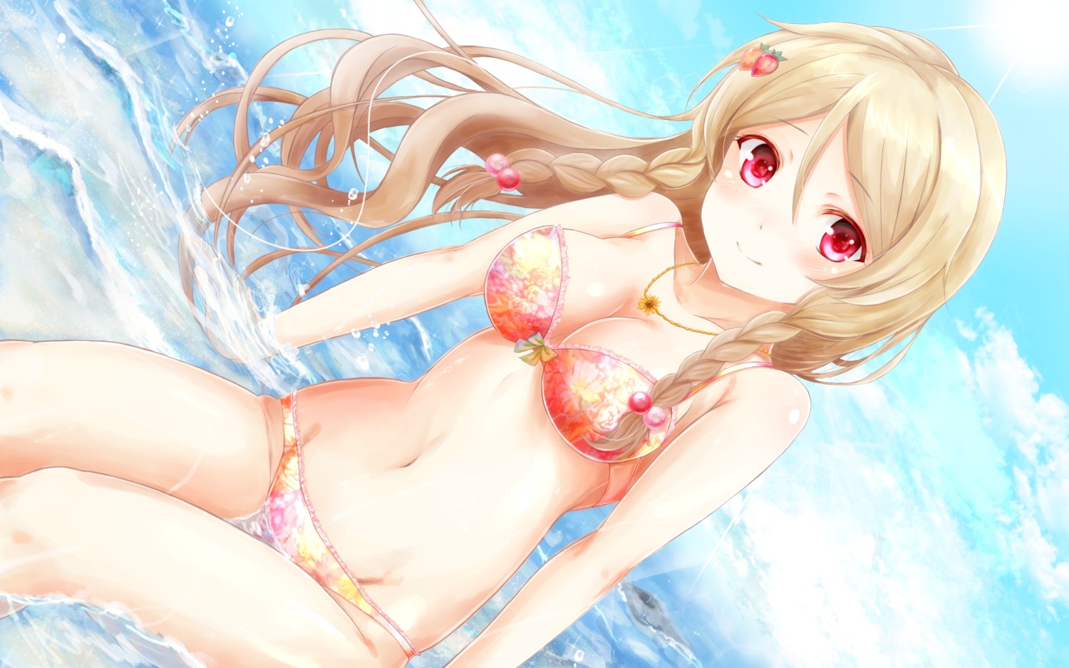 bikini, cleavage, girlfriend_(kari), kohinata_ichigo, masa_(mirage77), swimsuits, wallpaper, wet