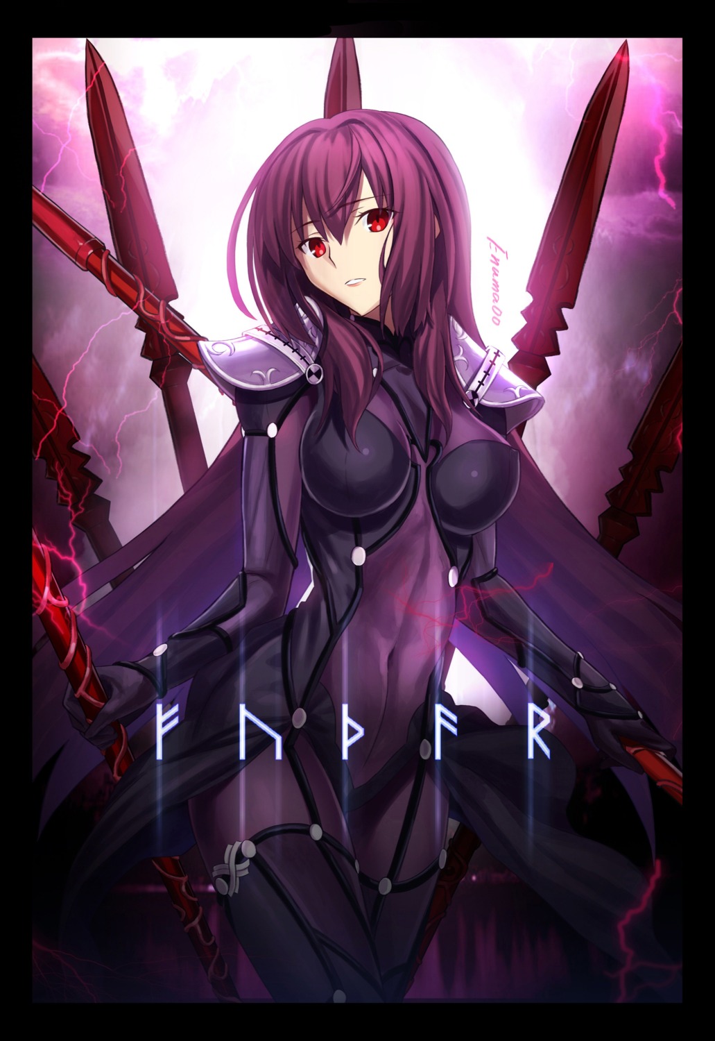 aora, armor, bodysuit, fate/grand_order, scathach_(fate), weapon