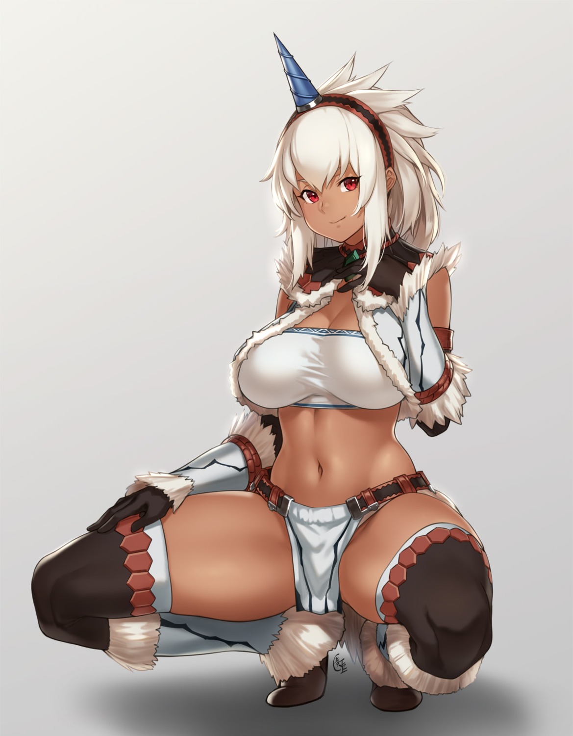 cleavage, horns, houtengeki, kirin_(armor), monster_hunter, thighhighs