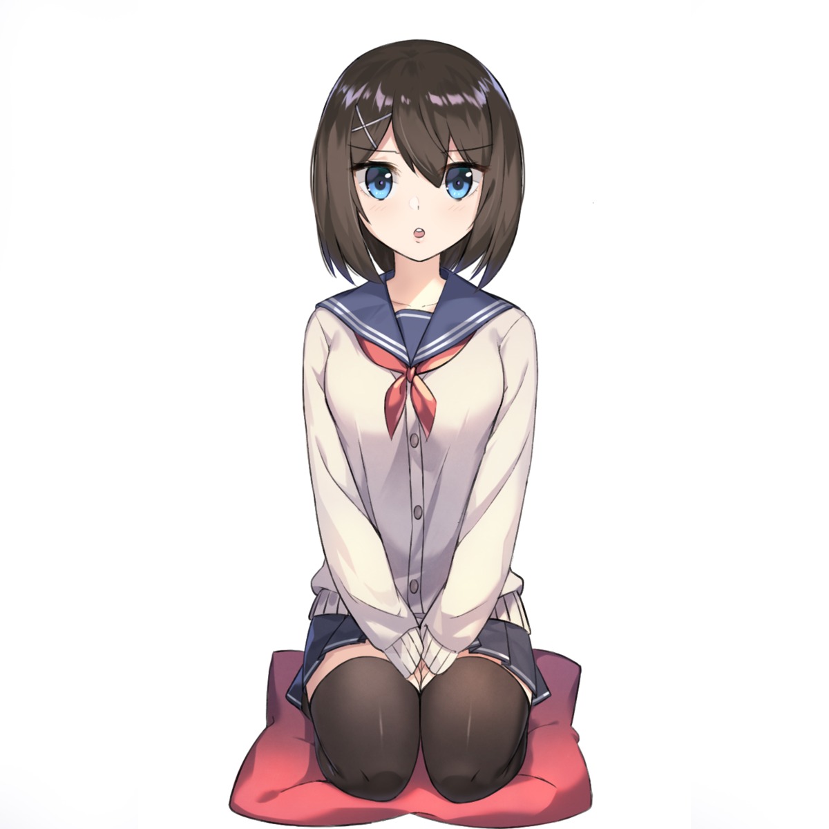 ginon_(sjyh3466), kantai_collection, maya_(kancolle), seifuku, sweater, thighhighs
