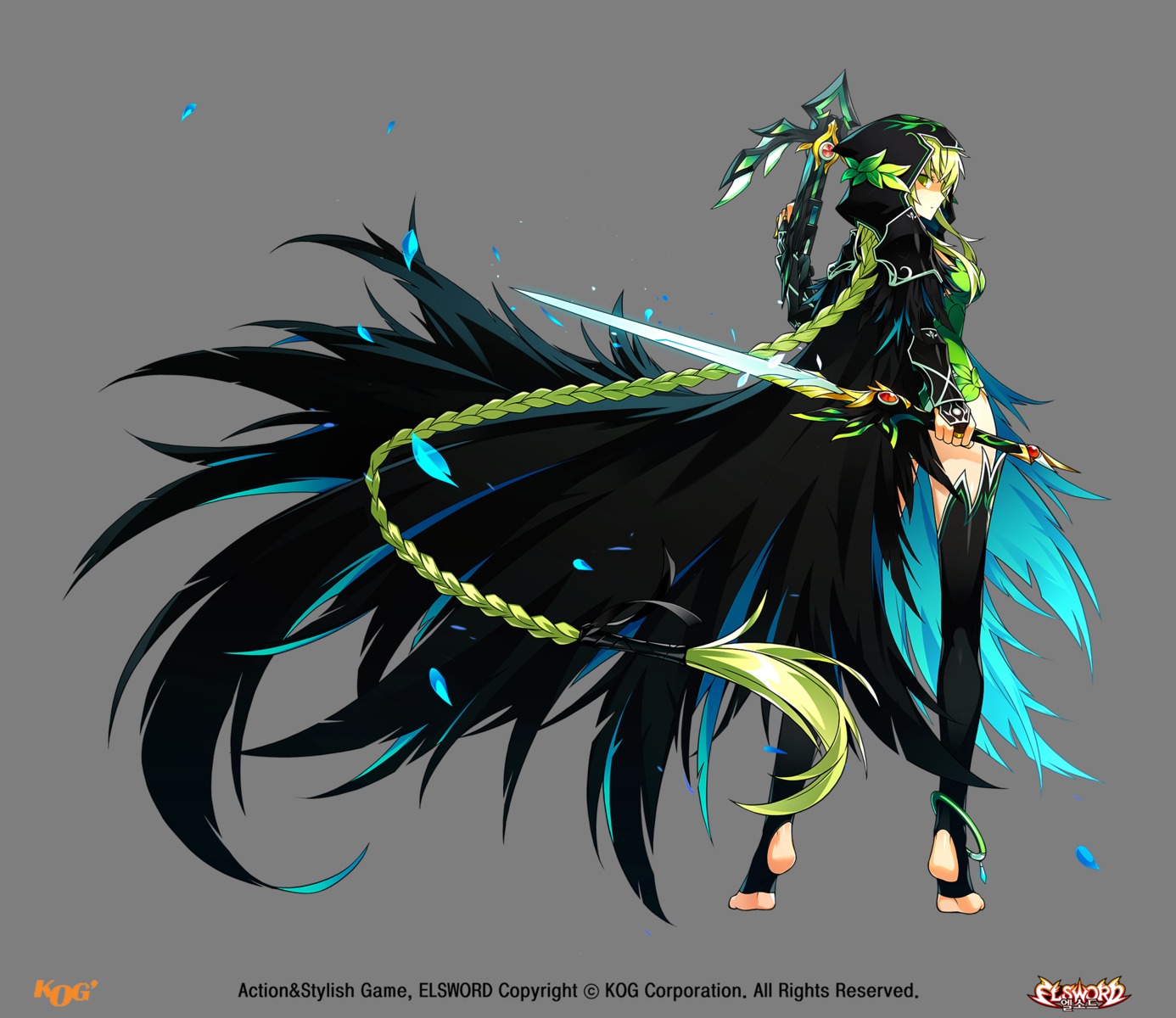 elsword, rena_(elsword), sword, tagme, thighhighs, transparent_png