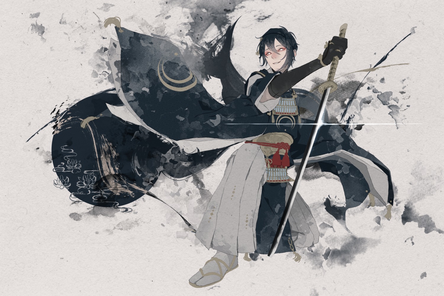 male, mikazuki_munechika, pekemaru, sword, touken_ranbu