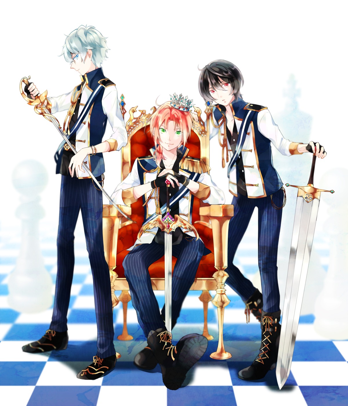 ensemble_stars!, gigatera05, male, sakuma_ritsu, sena_izumi, sword, tsukinaga_leo