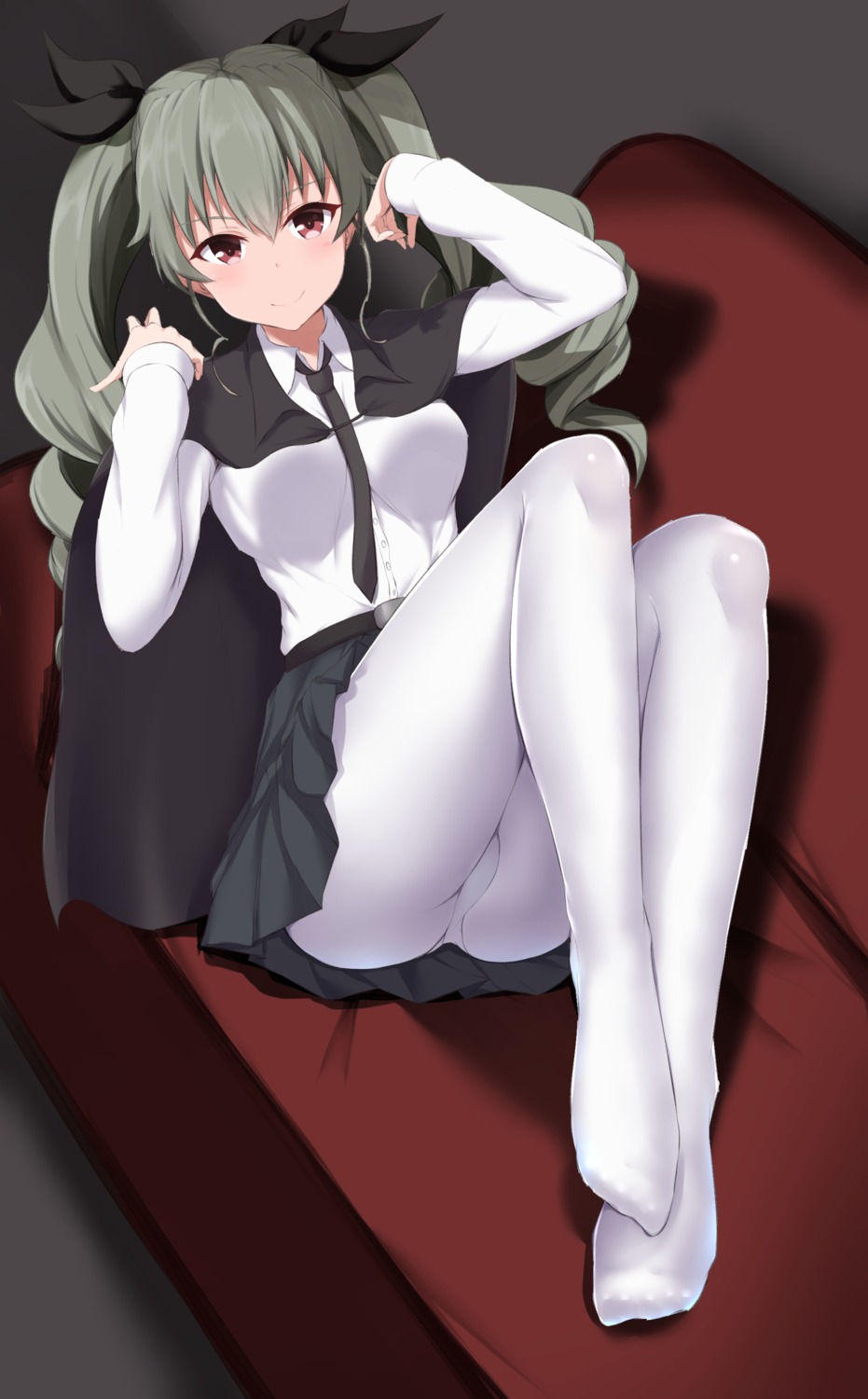 anchovy, feet, girls_und_panzer, kirikan, pantsu, pantyhose, uniform