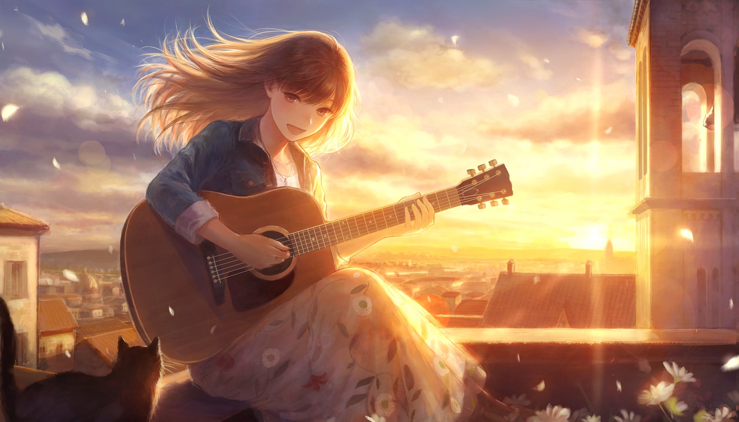 guitar, neko, romiy