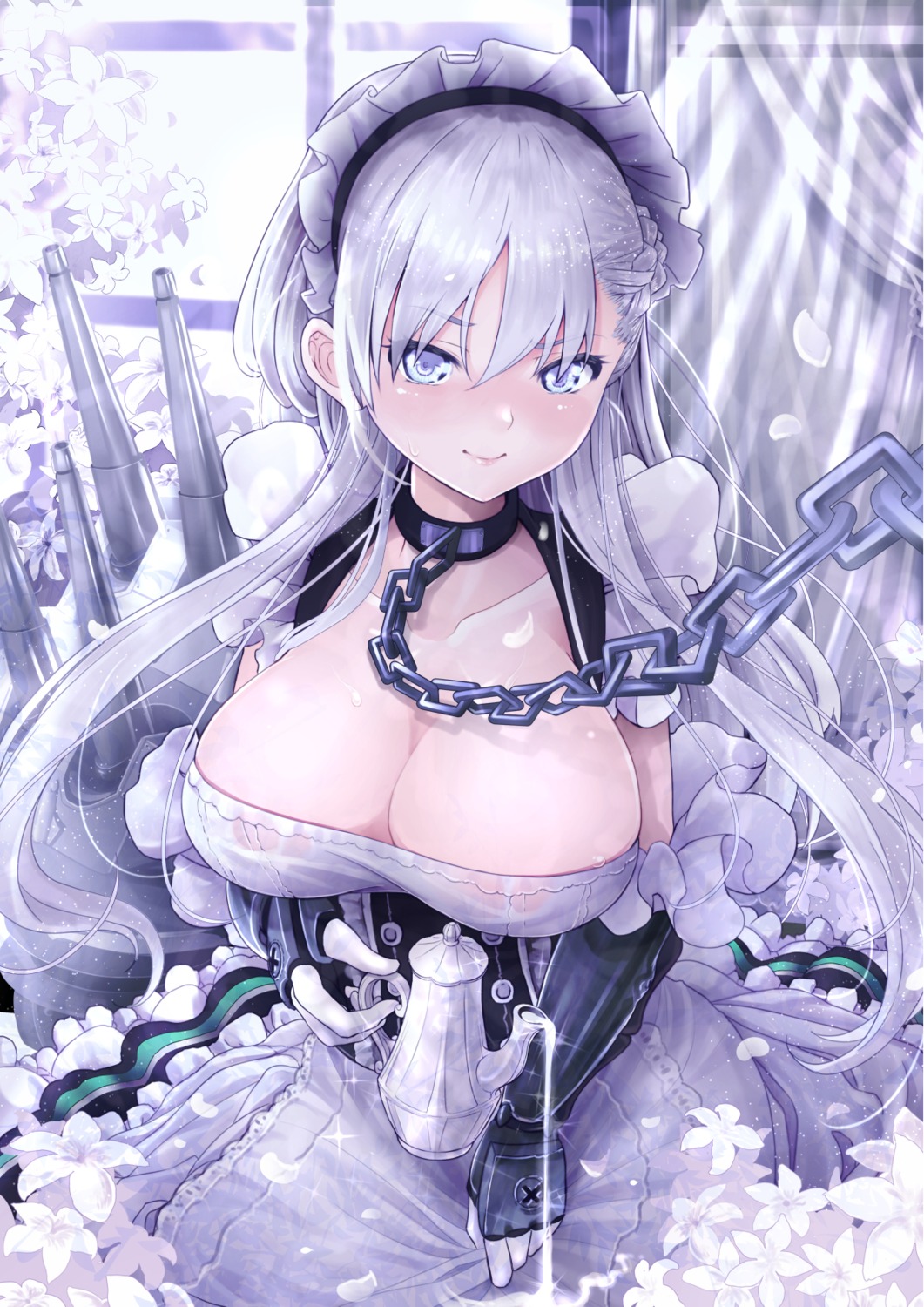azur_lane, belfast_(azur_lane), cleavage, maid, momin