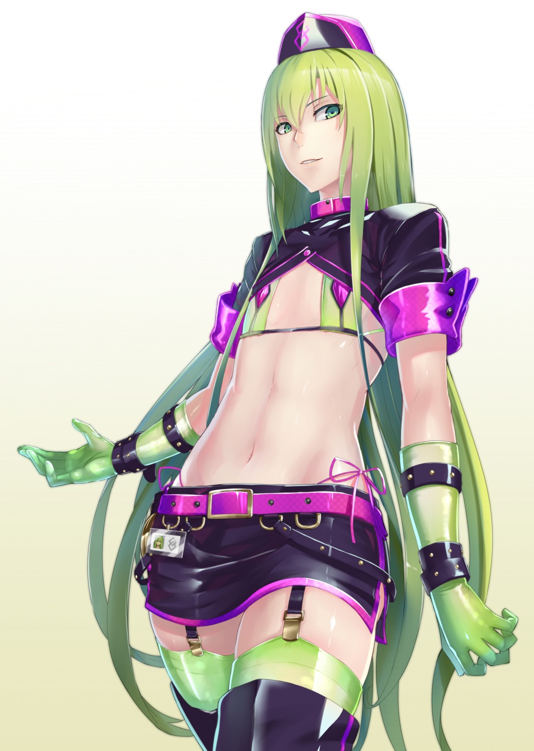 bikini, cosplay, crossdress, enkidu_(fate), fate/grand_order, fate/strange_fake, florence_nightingale_(fate), stockings