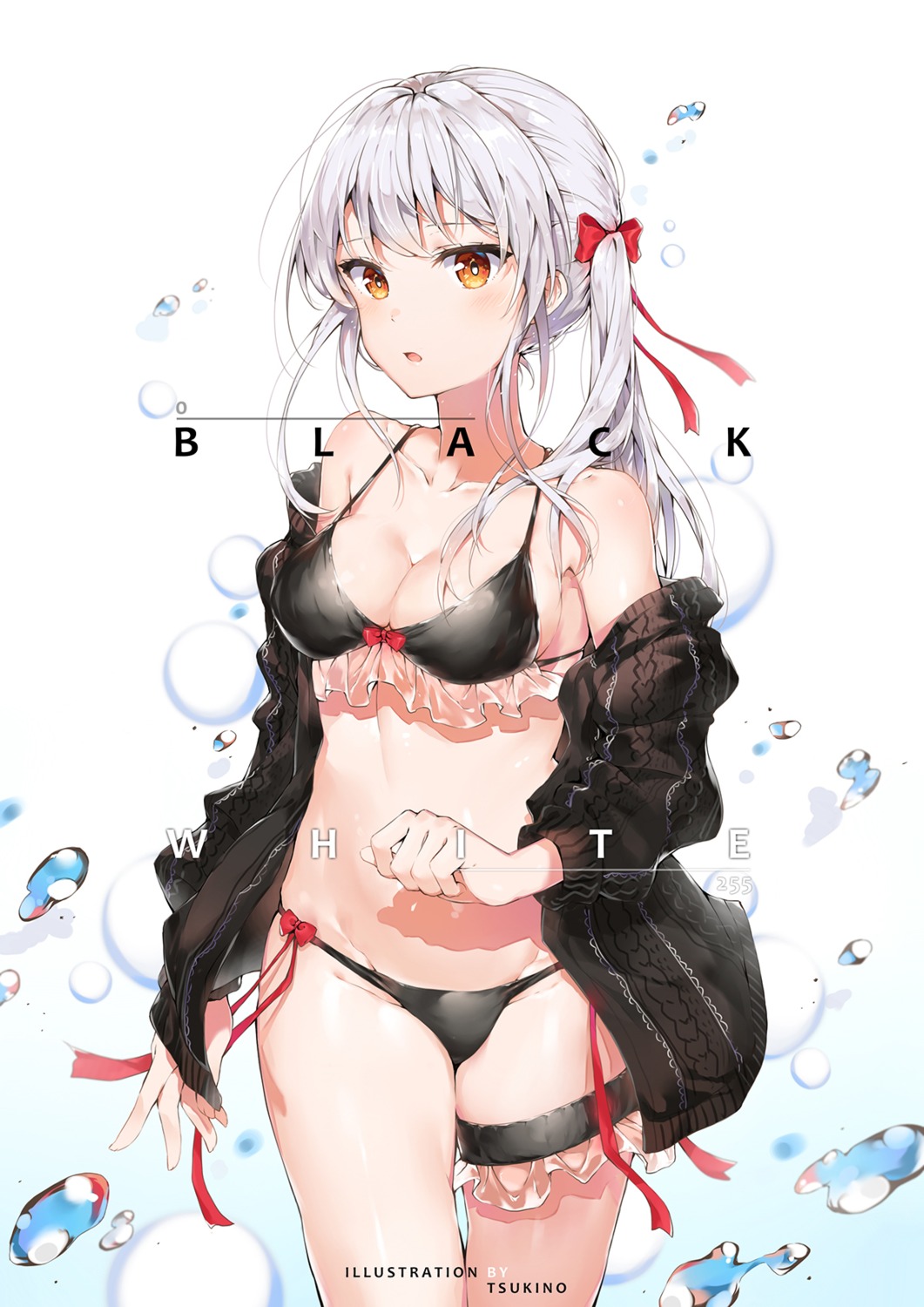 bikini, cleavage, garter, open_shirt, sweater, swimsuits, tsukino_(nakajimaseiki)